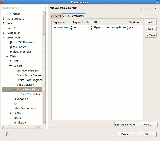 Visual Page Editor Templates