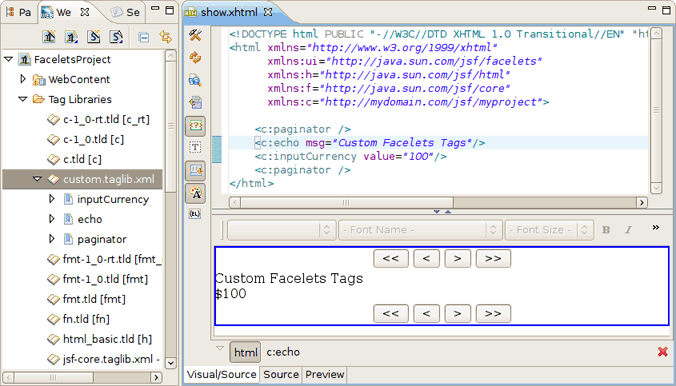 Custom Facelets Tags in the VPE