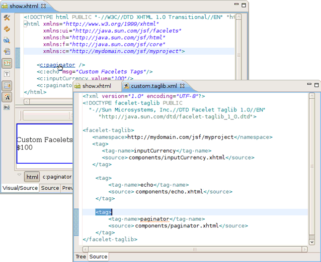 Opening a Custom Facelets Tag File