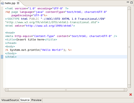 Hello.jsp Page Source
