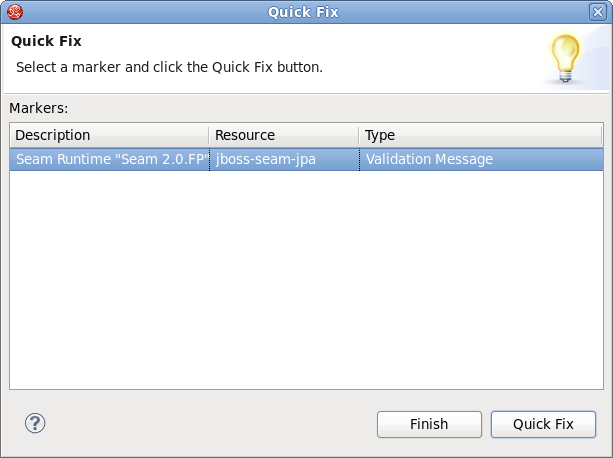 Quick Fix Dialog box