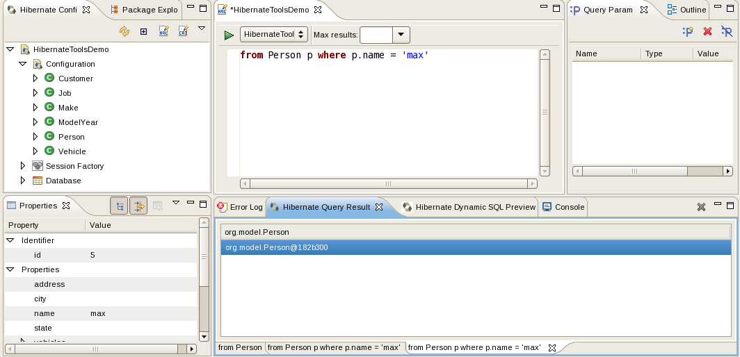 Hibernate Console Perspective