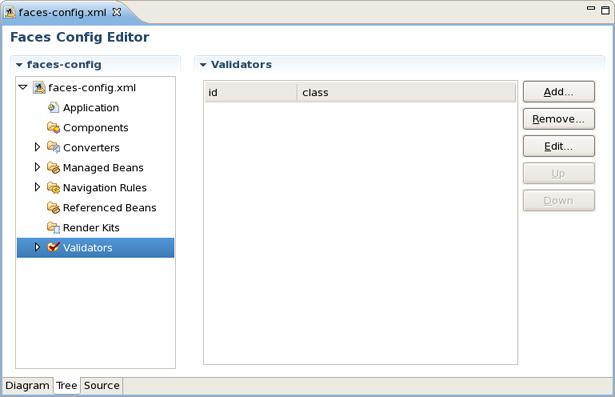 Validator in Faces Config Editor