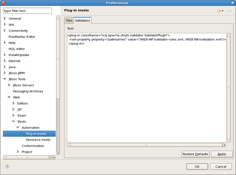 Plug-in Insets of Validators