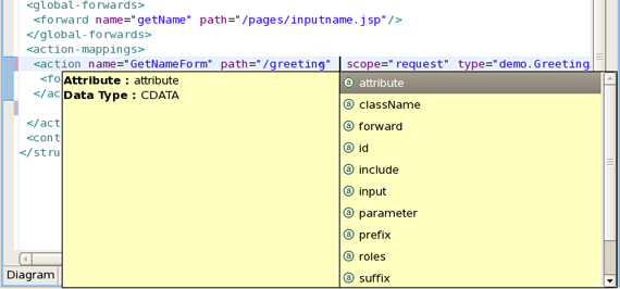 Struts Content Assist