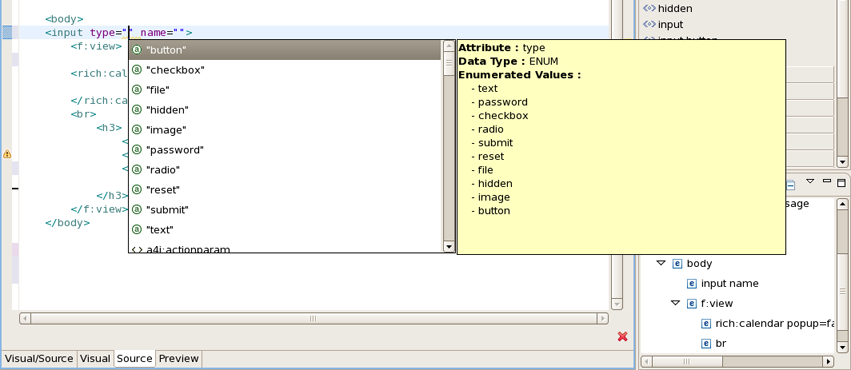 HTML Tags Content Assist