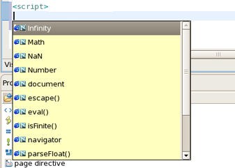 JavaScript Tags Content Assist