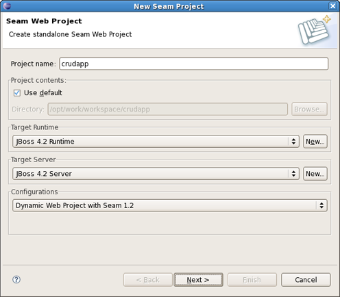 New Seam Project Wizard