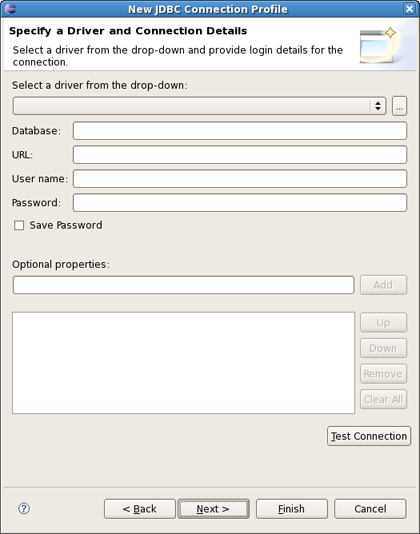 New JDBC Connection Profile Database Driver