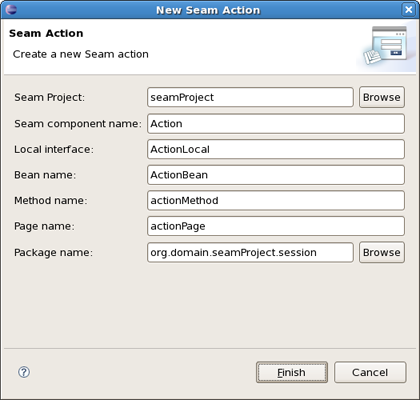 New Seam Action Wizard