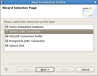 New JDBC Connection Profile