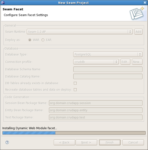 Last Step of New Seam Project Wizard