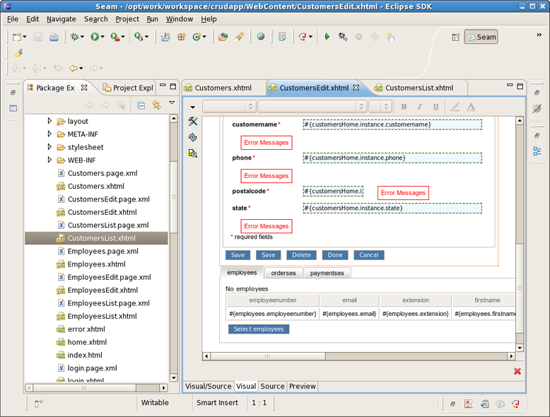 Entities Web Pages