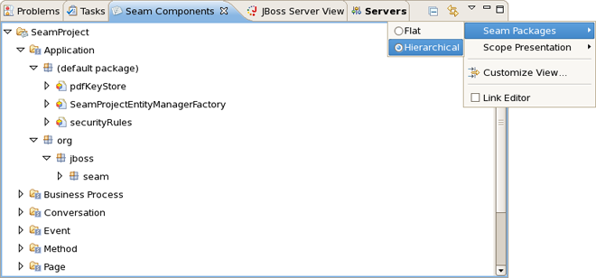 Hierarchical Presentation of Seam Packages
