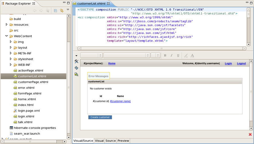 Master Page in JBoss Tools HTML Editor.