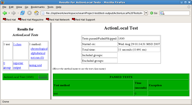 ActionLocal Test Details