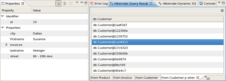 Properties View for Selected Object
