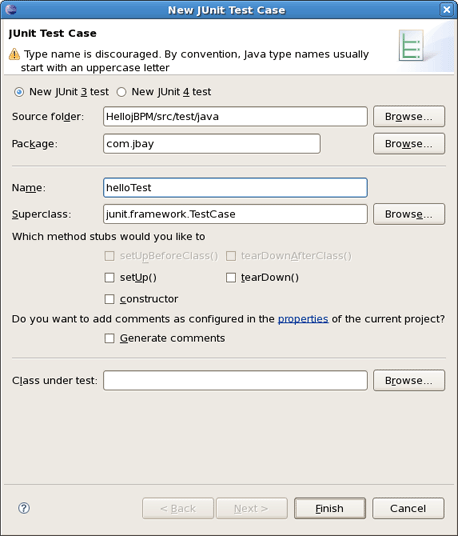 Create Test Dialog