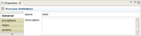 The Properties View of Process Definition