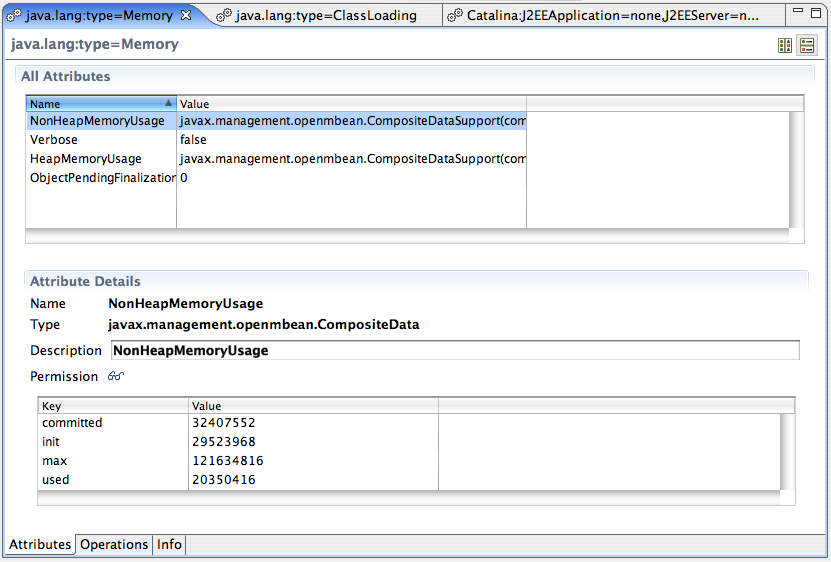 MBean Editor Horizontal Layout