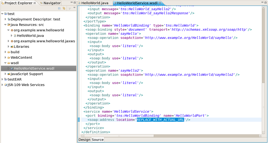The generated WSDL file