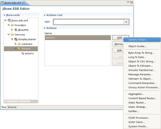 Adding New Action in the Form Editor