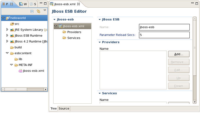The generated ESB project structure