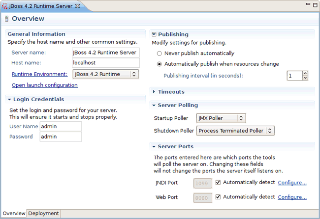 Preferences Page for the Chosen Server