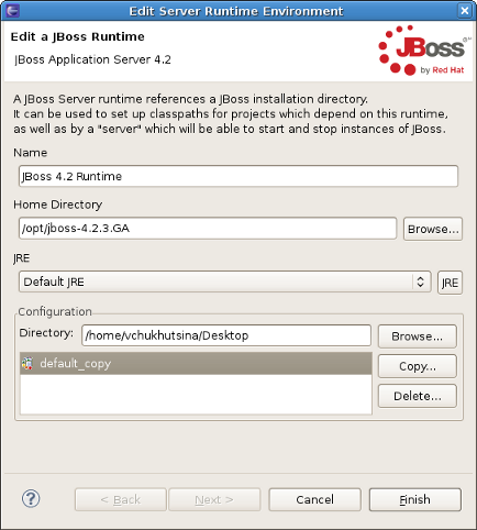 Runtime with copied configuration