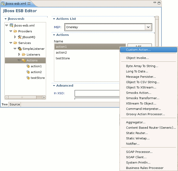 Adding New Action in the Form Editor
