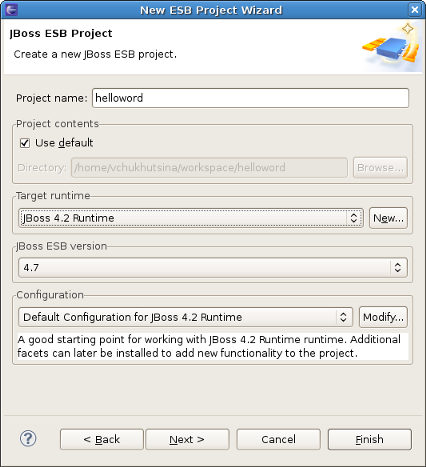 JBoss ESB Project wizard