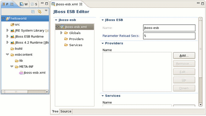 The generated ESB project structure