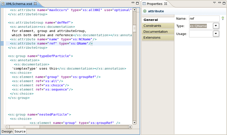 Using Source Viewer and Properties View together for source code editing
