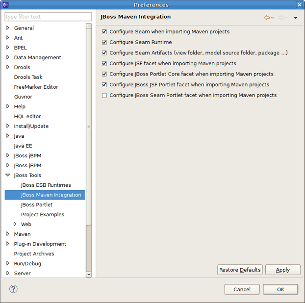 JBoss Maven Integration Preferences