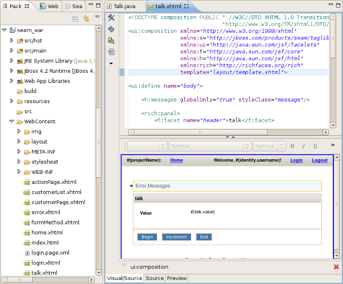 Conversation Page in JBoss Tools HTML Editor.