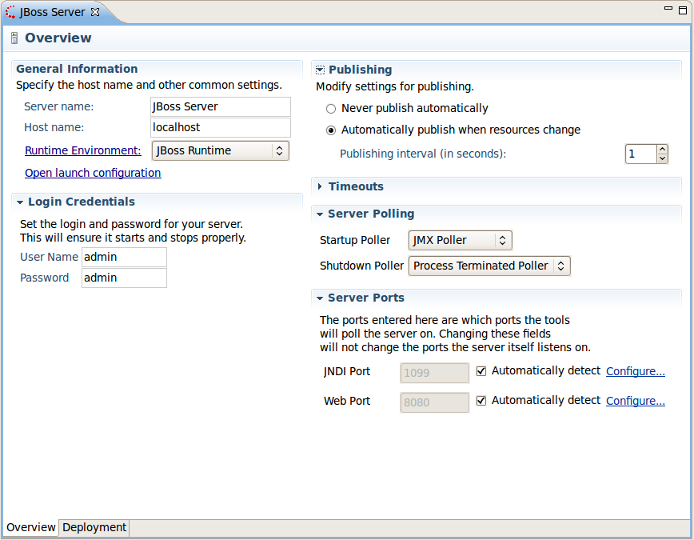 Preferences Page for the Chosen Server