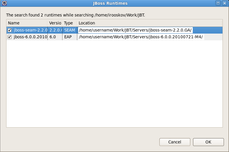 JBoss Runtime search results