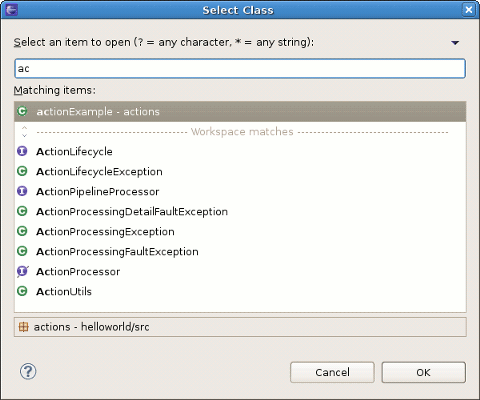 Select class dialog