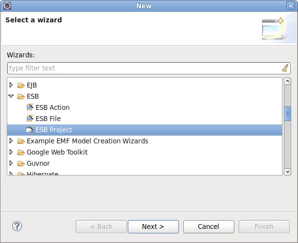 Select a Wizard dialog