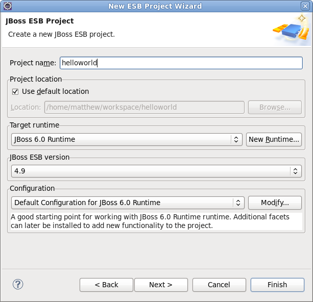 JBoss ESB Project wizard