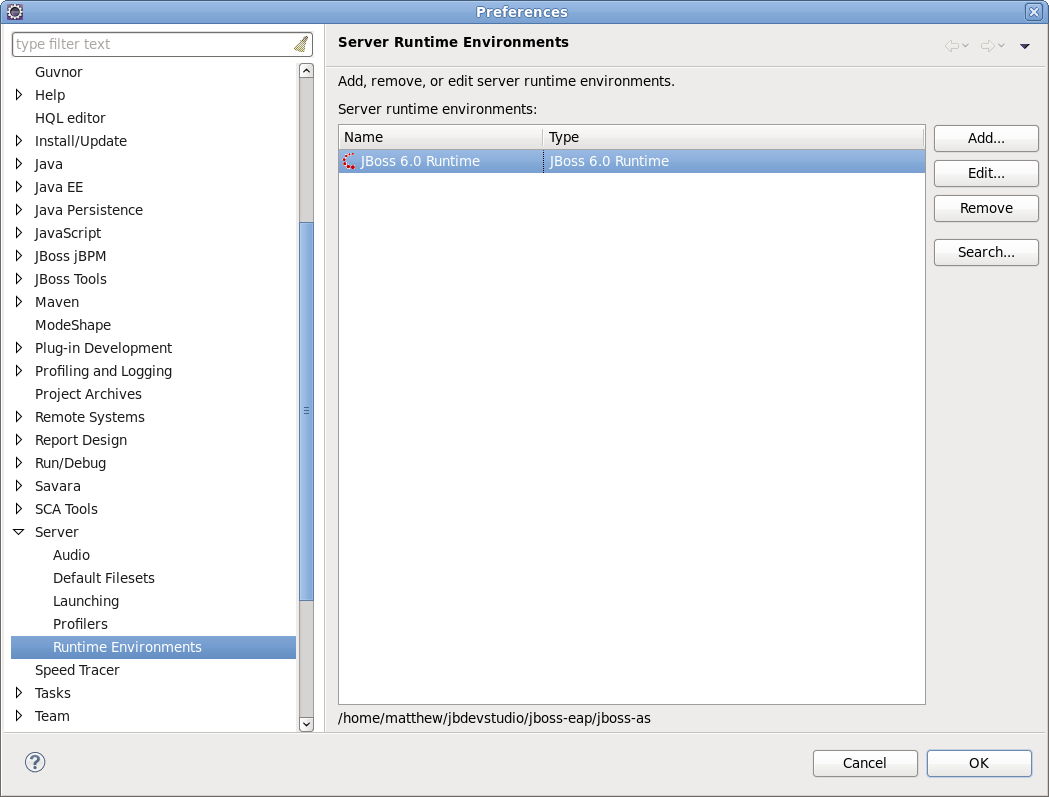 Configure new Server Runtime Environment