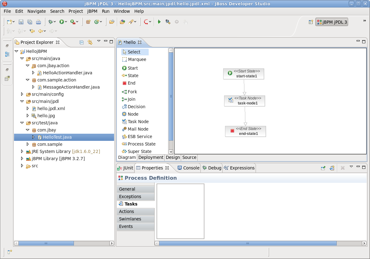The Properties View of the selected Task Node
