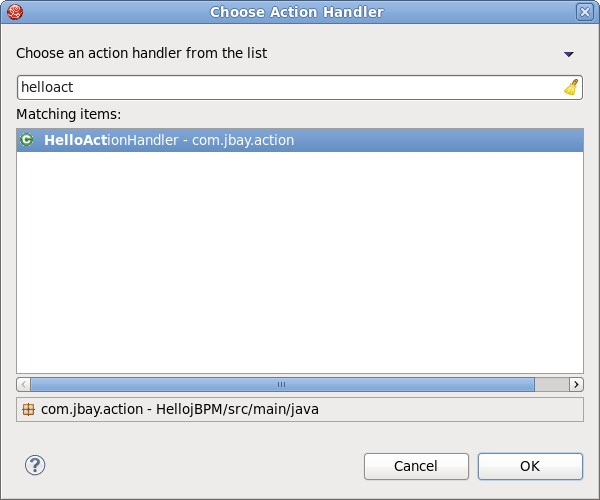 The Choose Action Handler Dialog