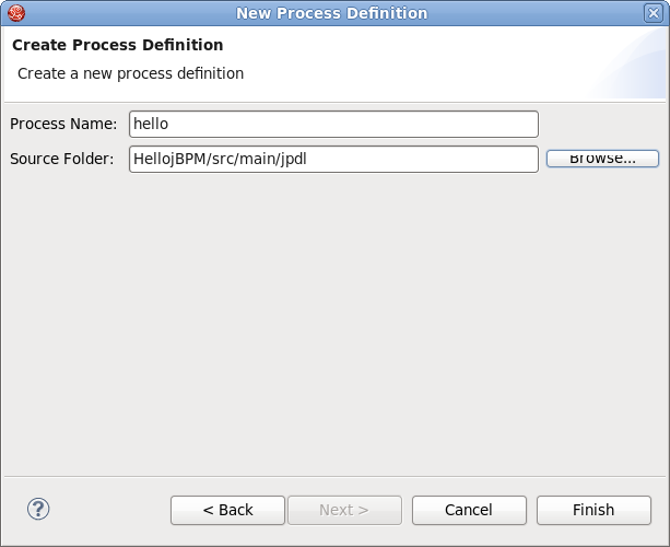 The Create New Process Defining Page