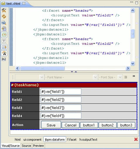 A task form in VPE