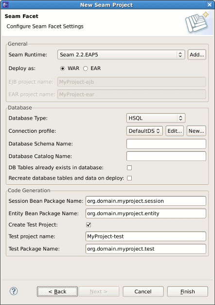 Seam Facet Settings