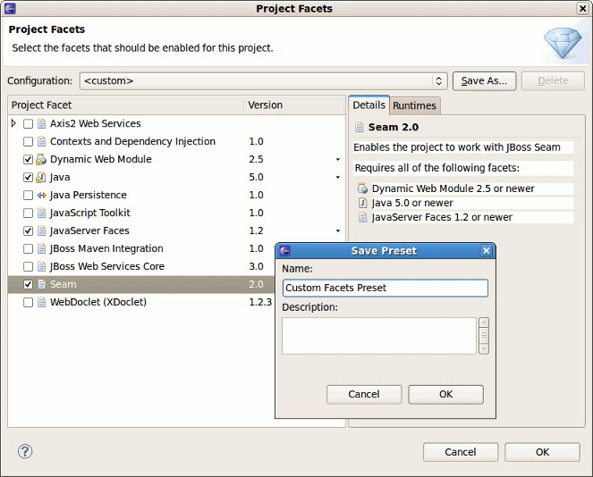 Specifying Custom Facet Preset