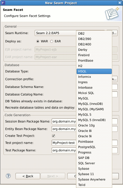 Database Type Selecting
