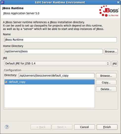 Runtime with copied configuration