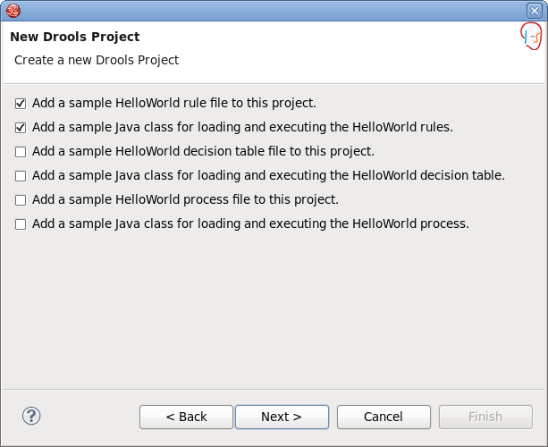 Selecting Drools Project Elements